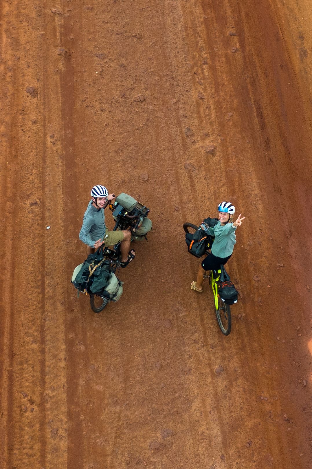 Drone cycling shot Togo. ...that's a dad joke.
