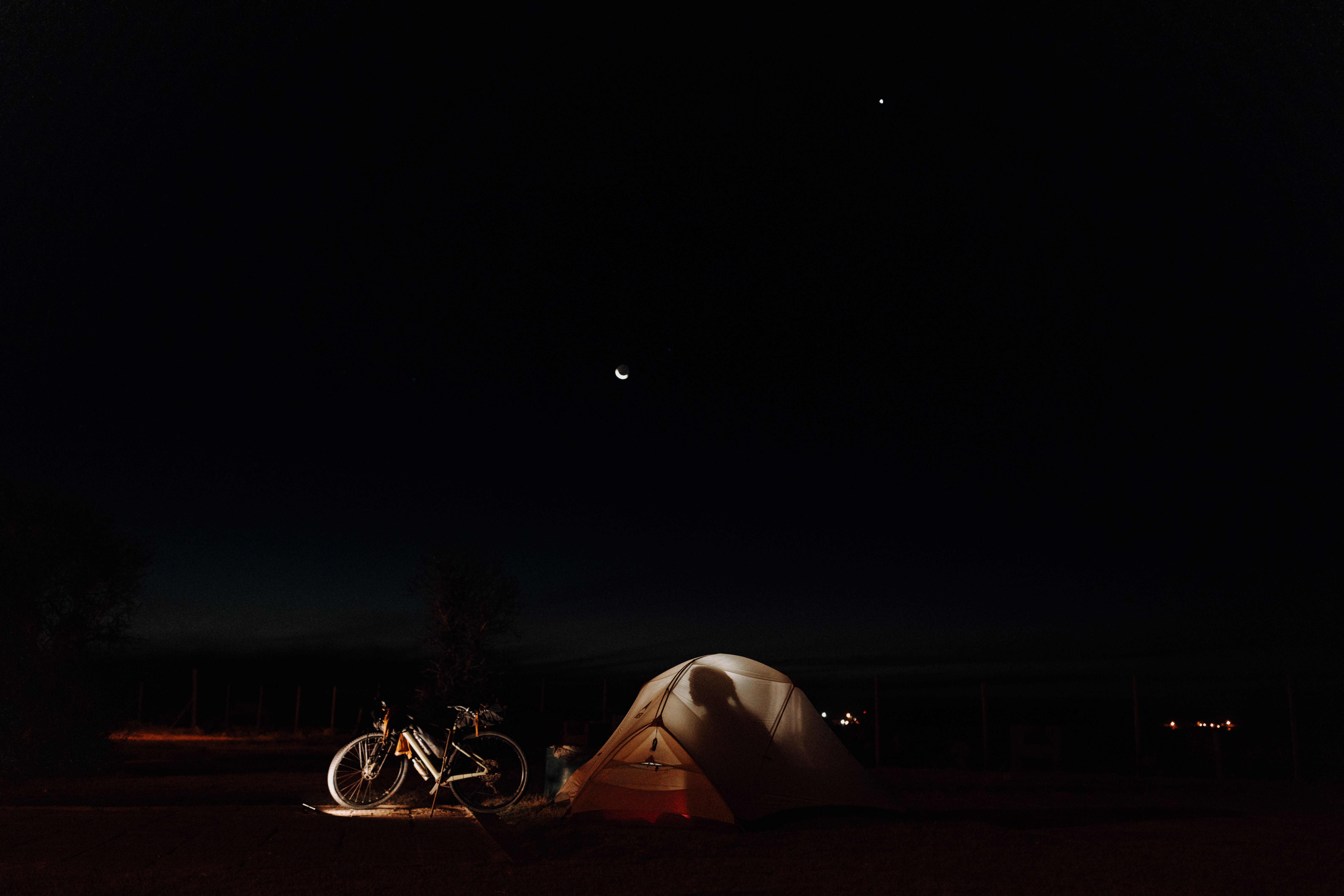 Camping is an essential part of bikepacking. Wiebke basically lived in her tent for over a year.