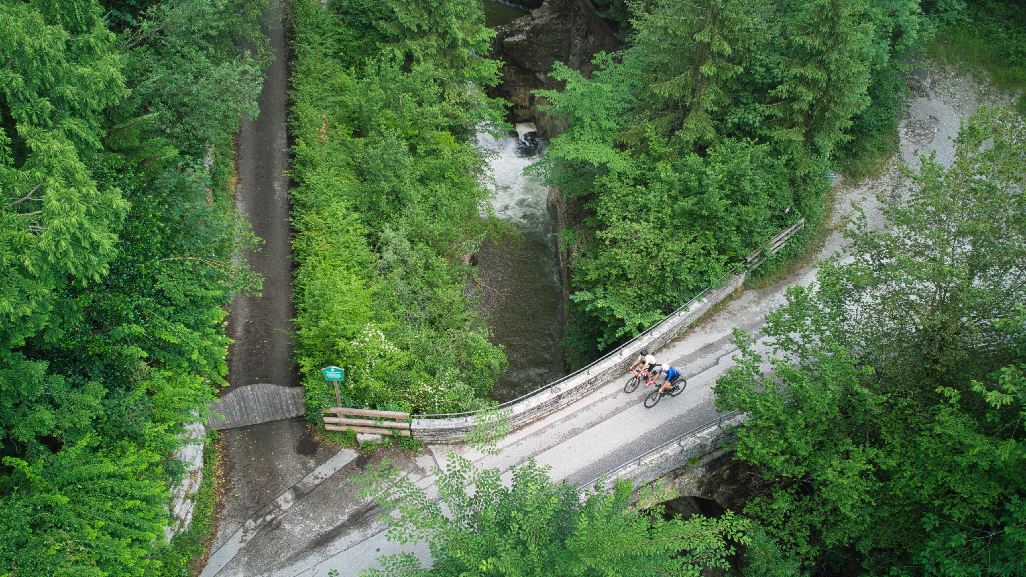 Römerbrücke is a fantastic location for gravel bikes in Salzburgwith a waterfall.