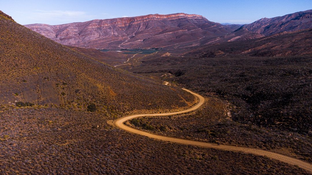 Steep gravel roads through the Cederberg Mountains in South Africa