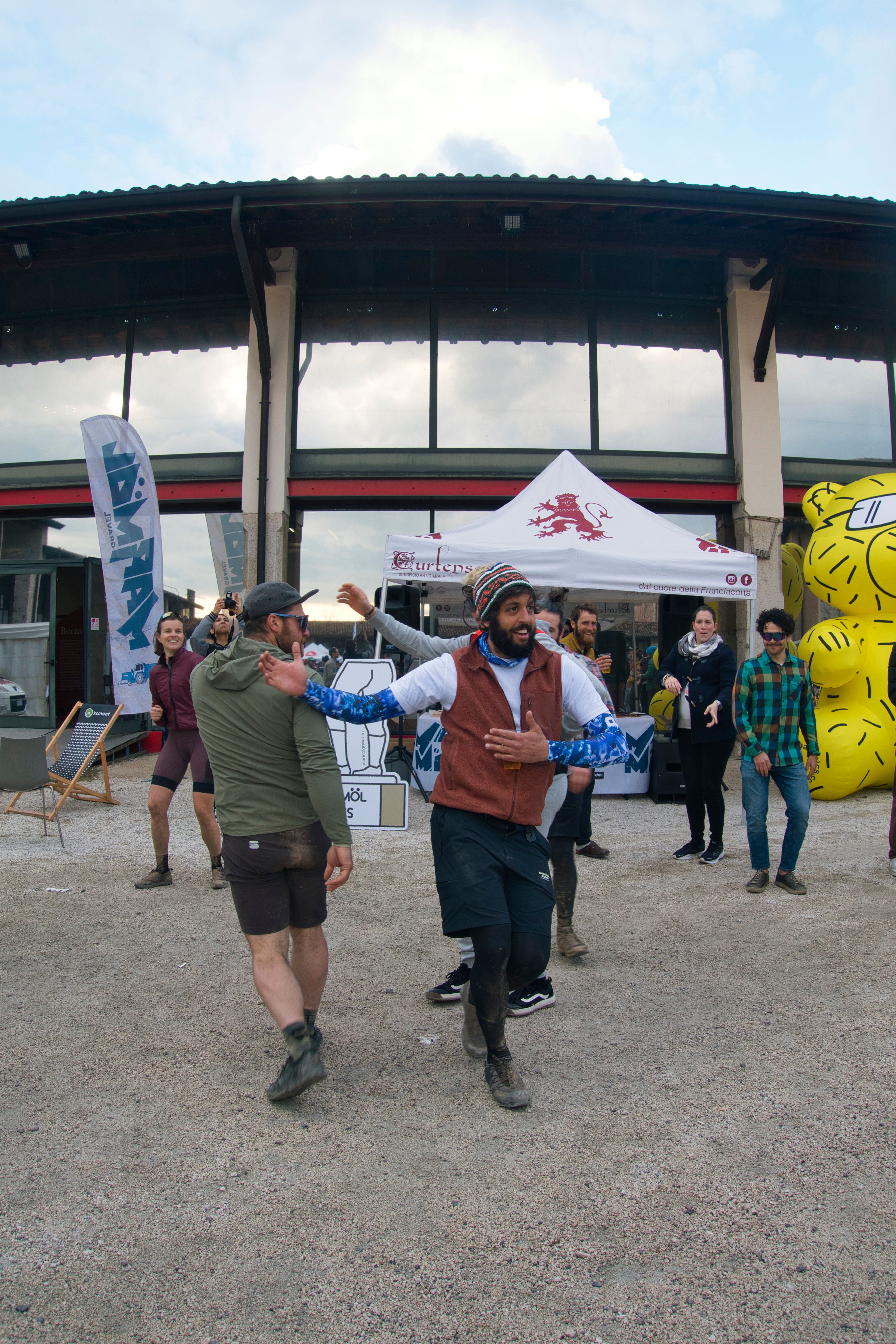 There was a lot of dancing at the finish line of Marmöl Gravel 2024.