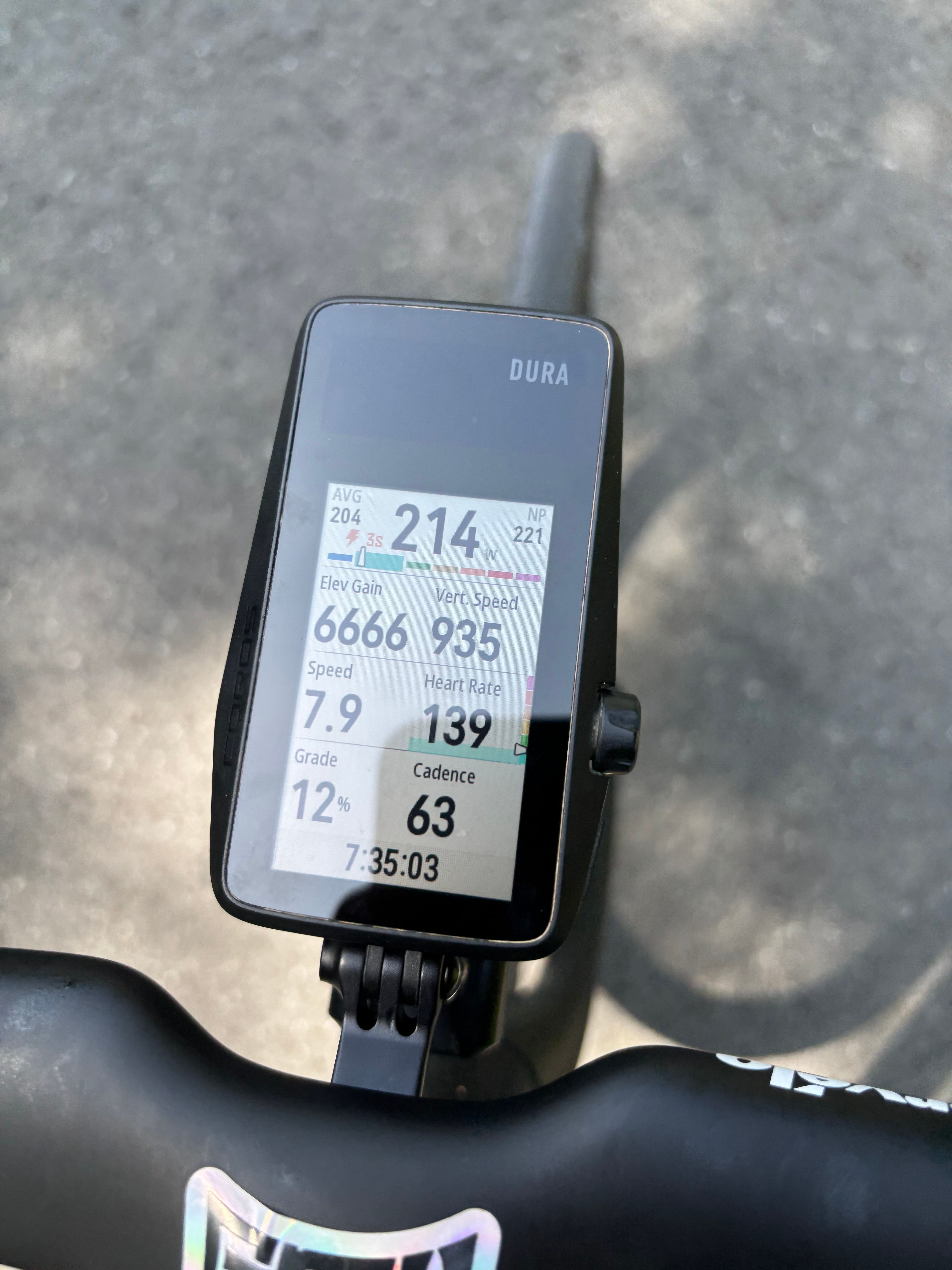 The graph for power data and zones is basically a part of every screen for me on the DURA bike computer.