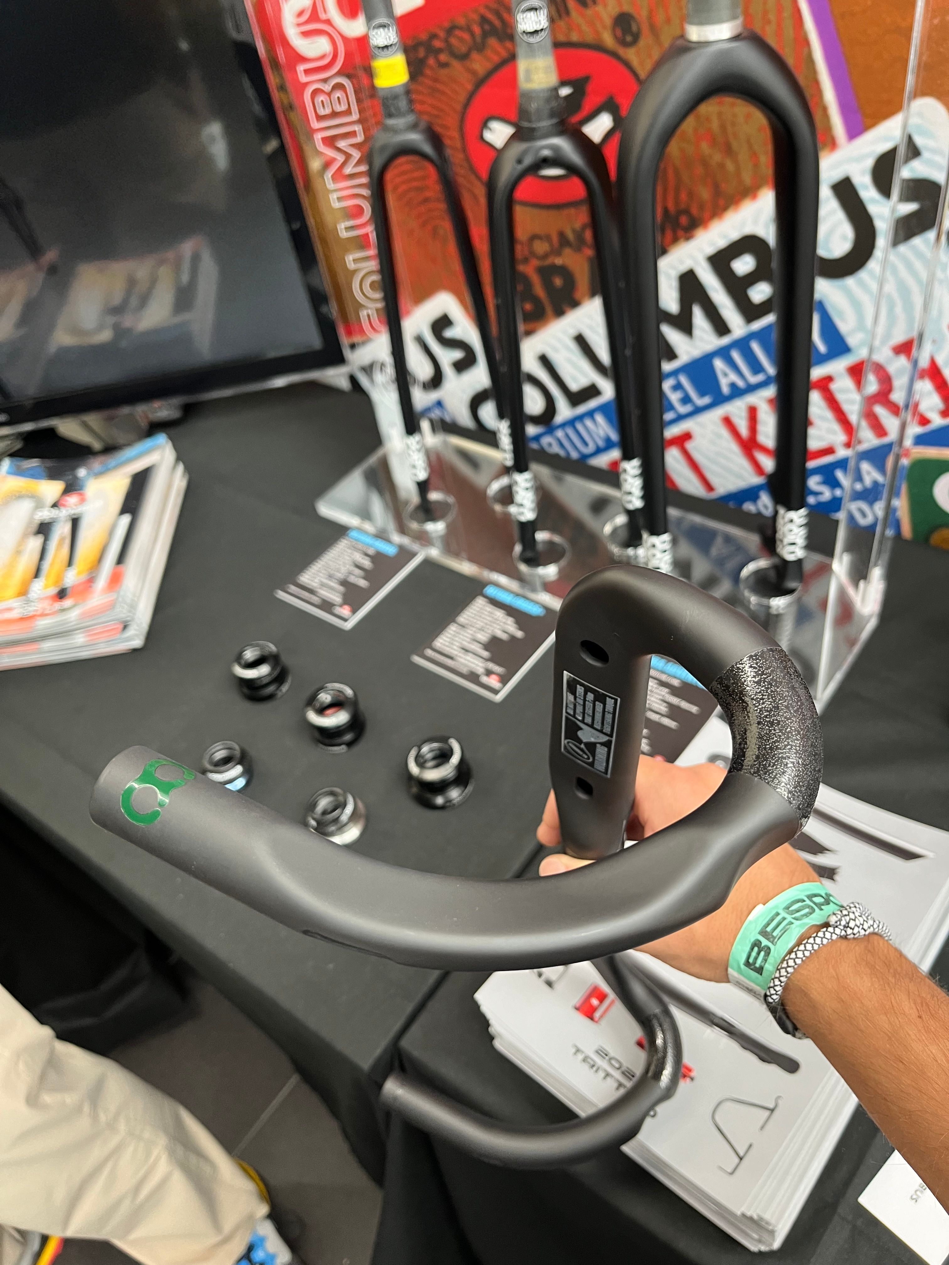 The Columbus Trittico Handlebars have a futuristic shape. Meant to be more ergomomic.