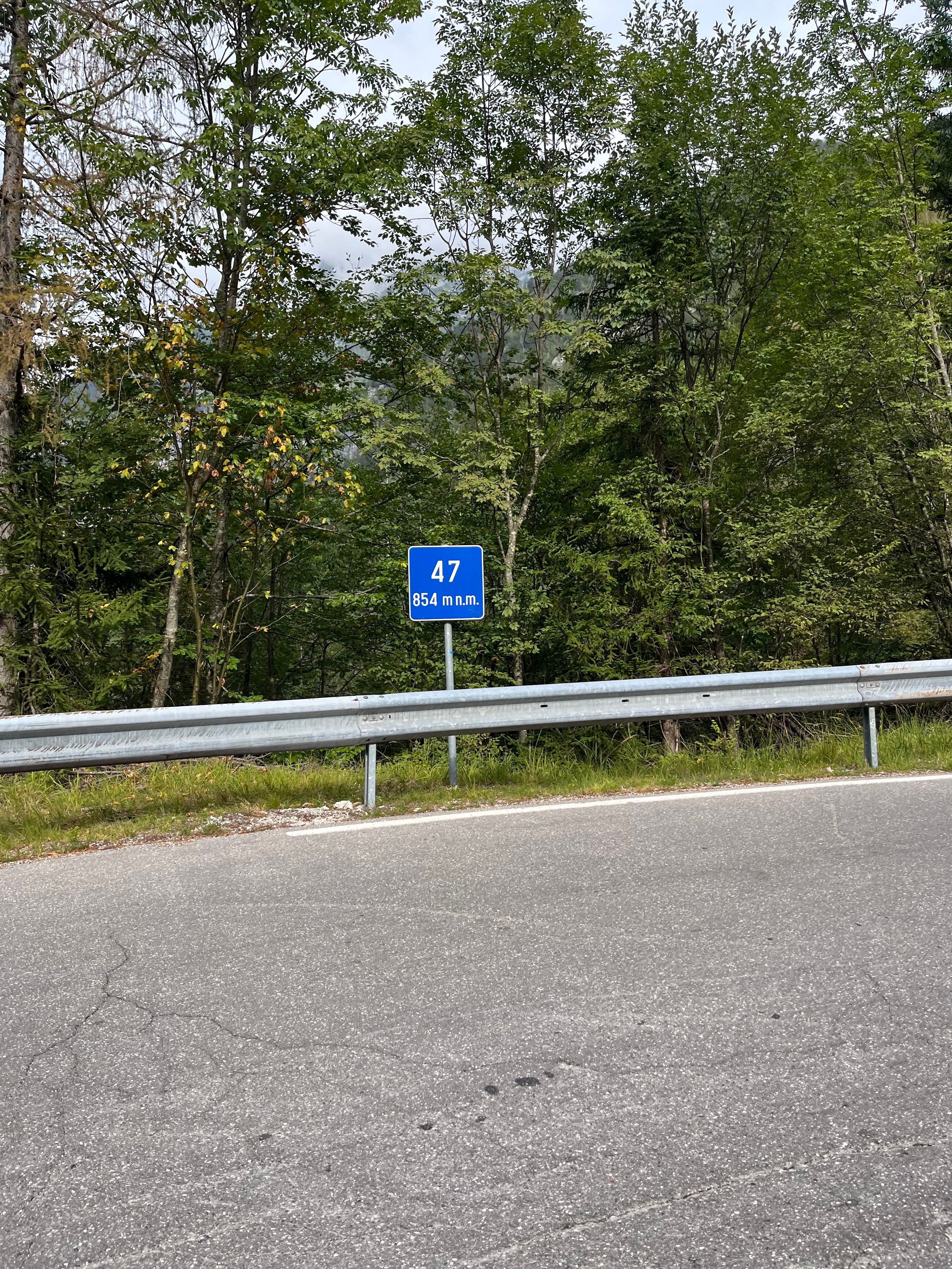 The hairpin bends up to the Vrsic pass count down from 50. A tough climb for cyclists