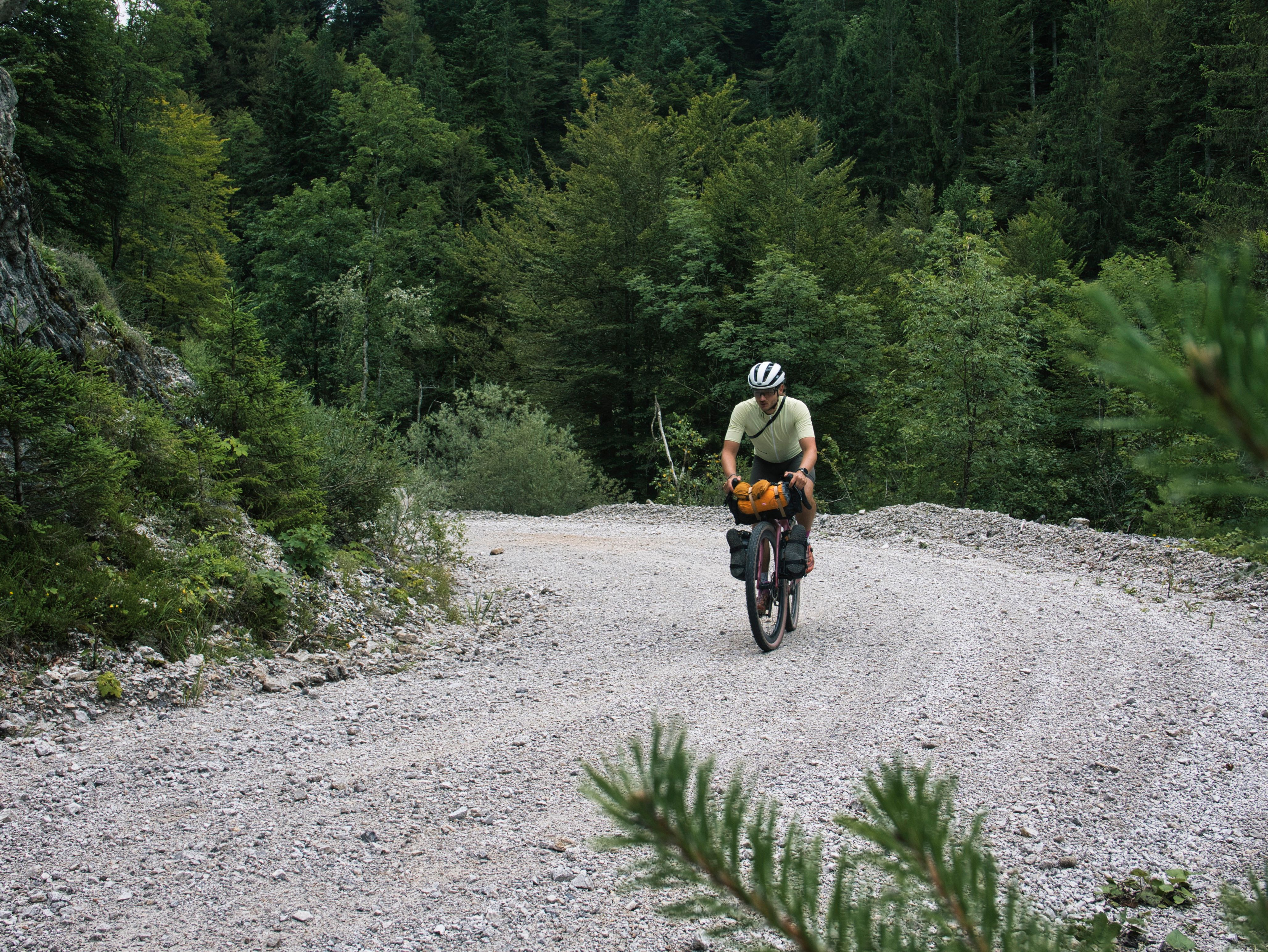 Žan enjoying the gravel climbs towards Ljubljana.