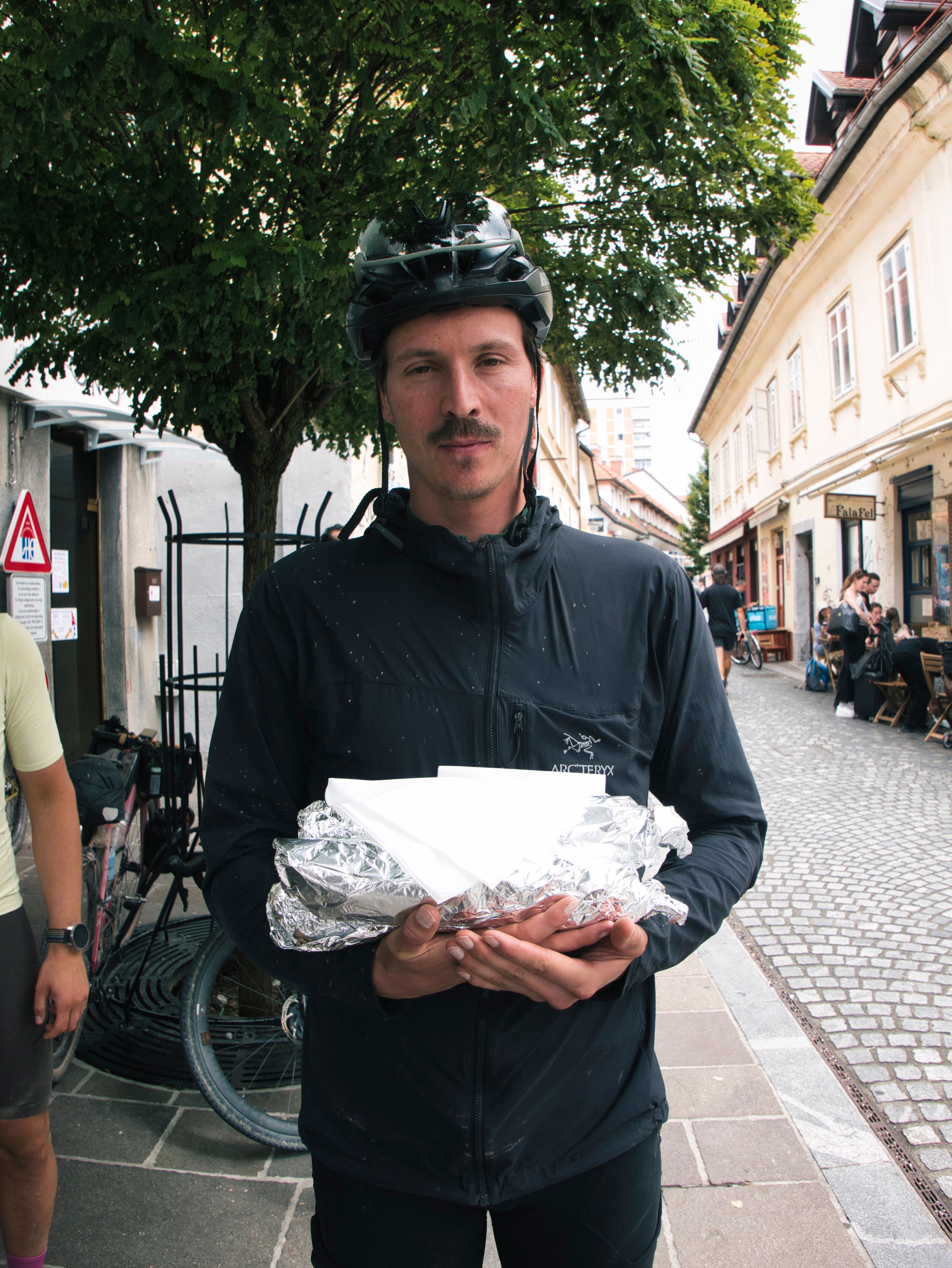 Jaka was the saint that handed out the food. Falafel wraps!