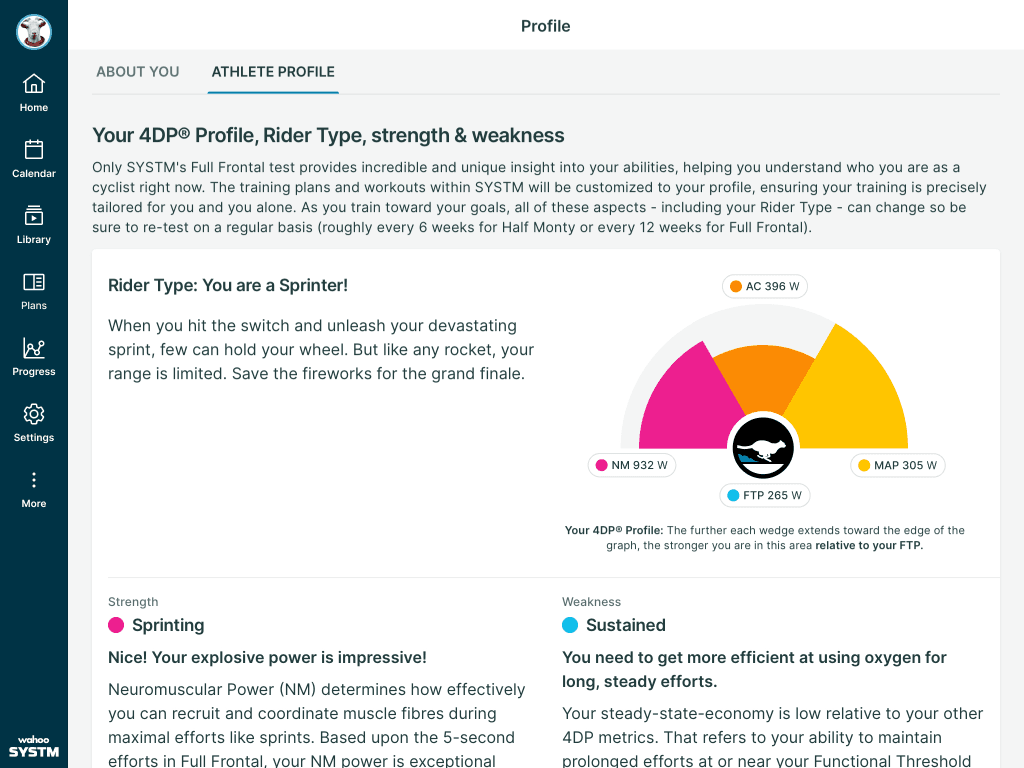 Wahoo SYSTM is based on 4 metrics called 4DP profile. This claims to be more balanced than just relying on FTP as a base for your cycling training.