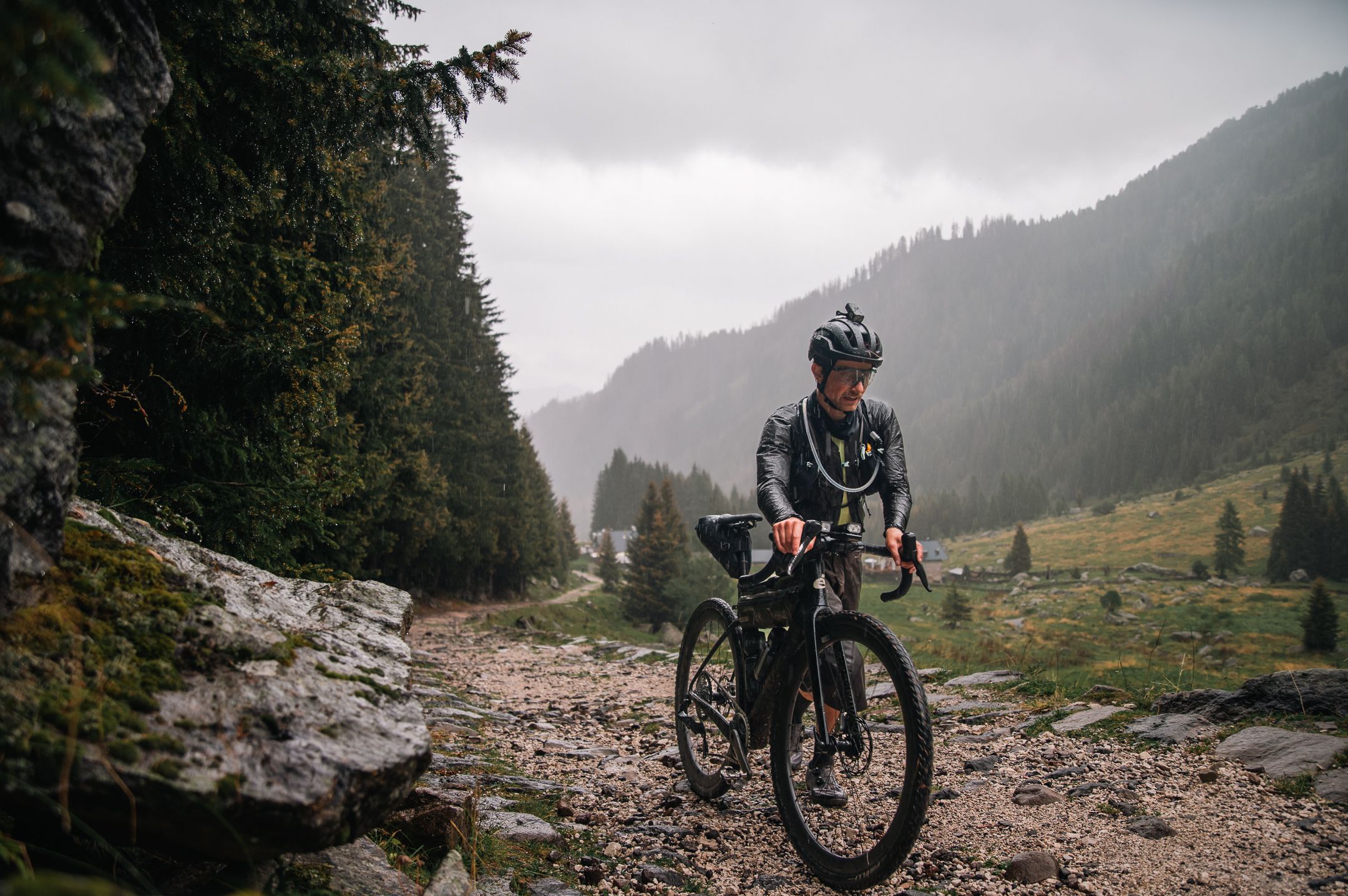 The Hike-A-Bike that soon ended in a scree field. The path to Sneak Peaks CP 2 was not easy.