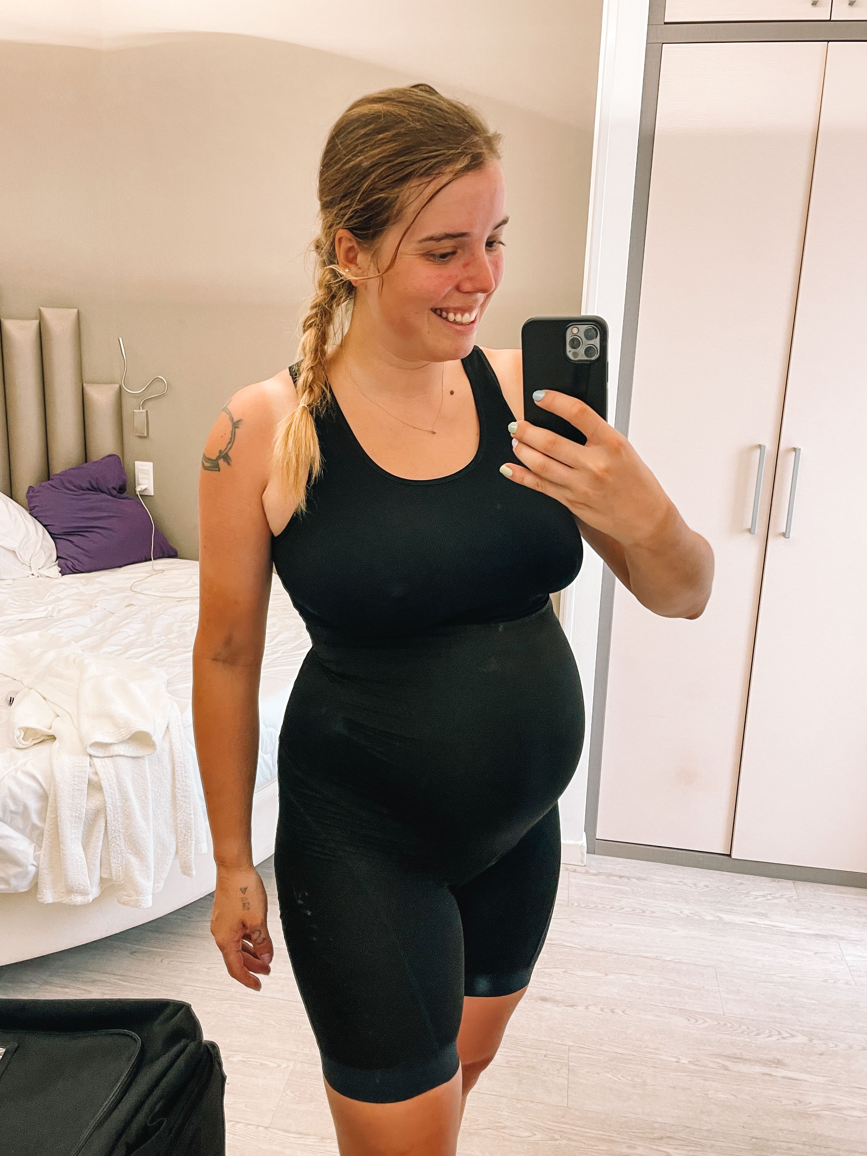Nora feels happy and healthy if she keeps exercising in a controlled way during pregnancy.