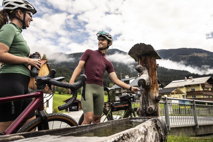 Fountains in Gosau will fill up your empty bottles during your gravel ride.