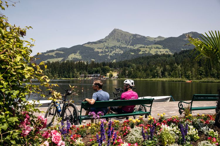 Lake Schwarzsee is a great refreshment during a graveltour through Tirol, Austria.