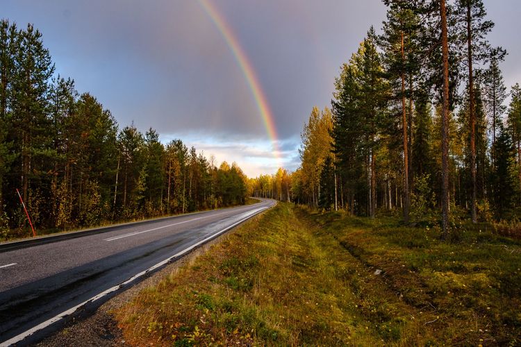 Changing fall weather makes for beautiful Rainbow skies in Lapland, Finland. Bikepacking country.