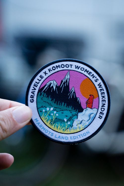 Finishers of the gravELLE x komoot Women's Weekender get a unique patch