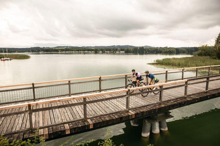 Waginger See is beautiful to cycle along. Bikepacking in Bavaria.