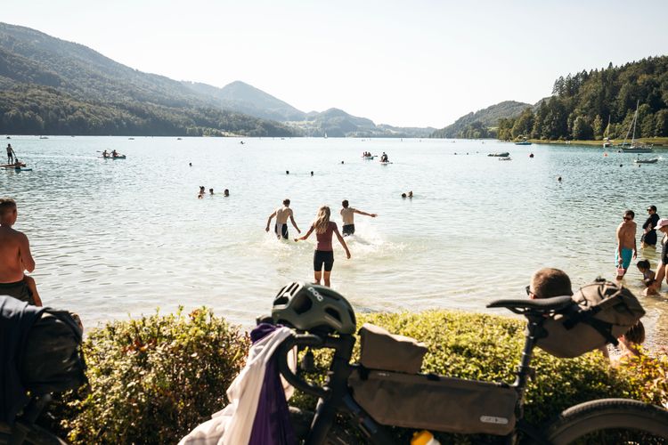 Lake Fuschl is known for its azure blue water and famous among cyclists.