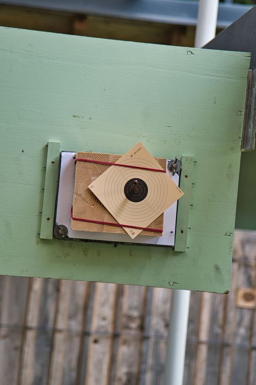 Eine kleine Zielscheibe beim Armbrustschiessen in St. Agatha im Salzkammergut