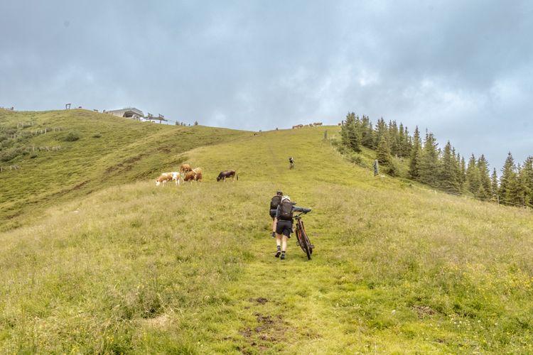 If you ride up to Choralpe counter clockwise you will have a challenging hike-a-bike uphill.