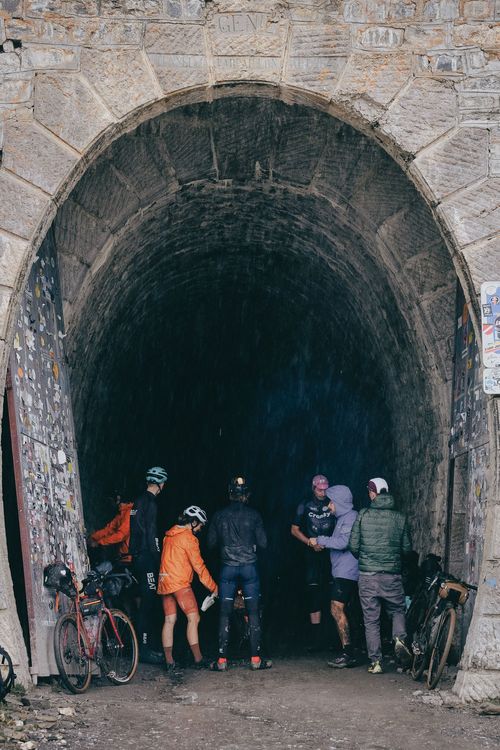 The infamous Tunnel du Parpaillon sheltered gravel riders of the Le Pilgrimage event in the French Alps.