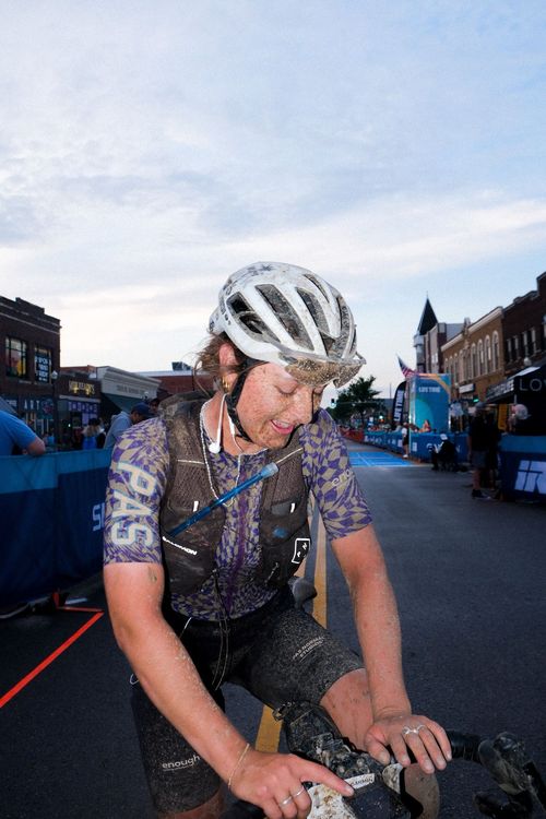 Anna Kollmansur rode Unbound Gravel for enough cycling in 2023. Muddy business.