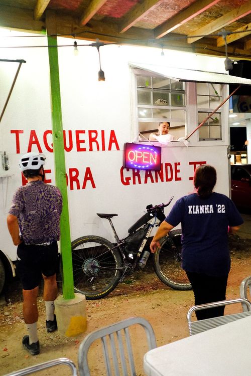 Federico Damiani from Enough Cycling Collective getting some American Tacos
