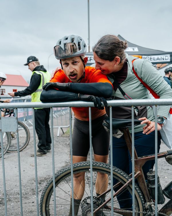 dusty face from the gravel race, but happy at the finsish of The RIFT Iceland