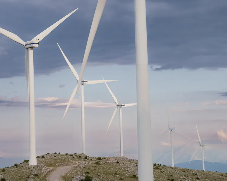 The top of the last climb at Hellenic Mountain Race is full of wind energy mills.