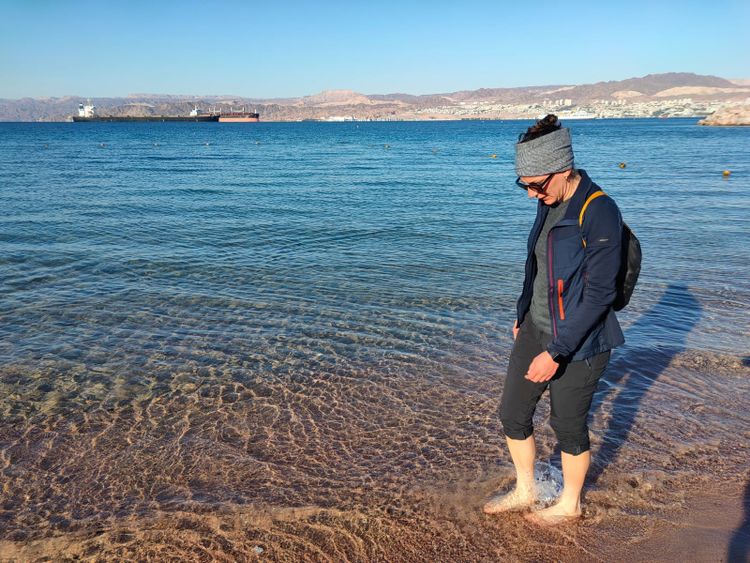 At the end of the bikepacking trip we arrived at the beach in Aqaba, Jordan.