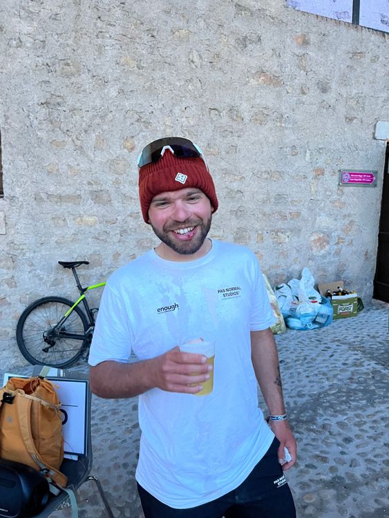 Fede Damiani from Enough Cycling after the party at Marmöl Gravel in Brescia.