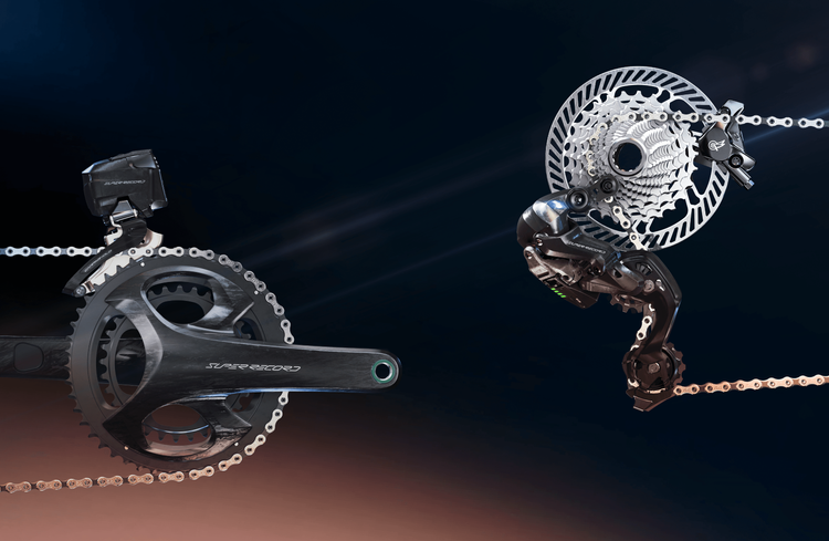 The new Campagnolo Super Record Wireless 12-speed road groupset comes with a premium finish and only carbon, titanium and aluminium materials to be as lightweight as possible.