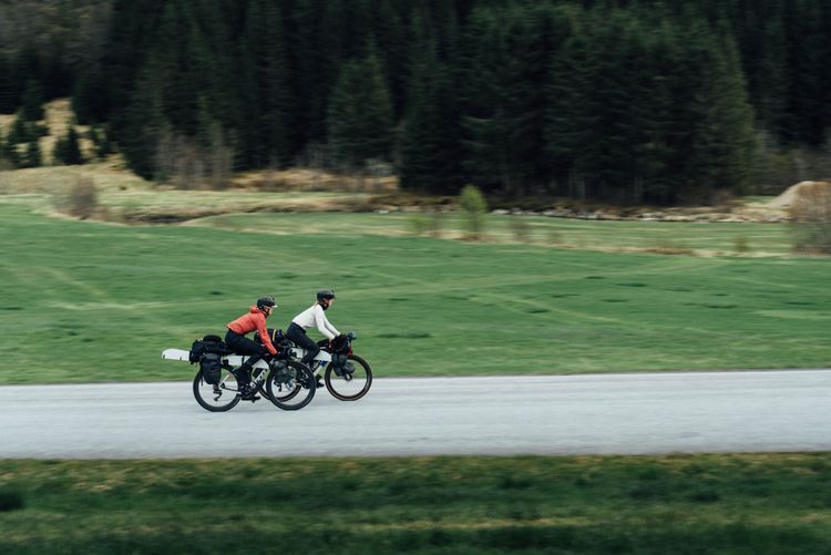 Henna and Karen road there bikes in between splitboard tours.