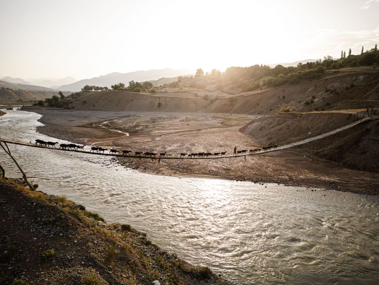 Sketchy river crossing over a bridge. Kyrgyzstan in a Nutshell. By Nils Längner.